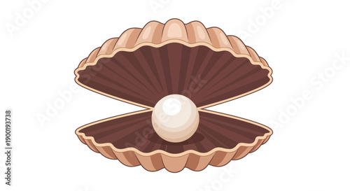An open seashell revealing a single luminous pearl inside