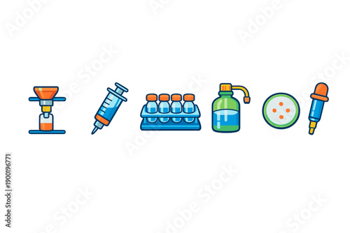 Various laboratory tools and equipment lined up for scientific research and experiments during the day in a lab environment