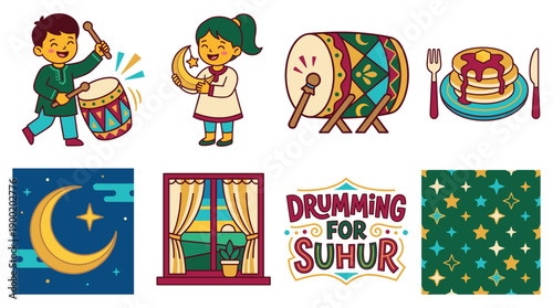 Celebrating Ramadan with traditional drumming and festive food in a vibrant cultural setting