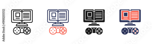 Gamified Learning Icon Set Multiple Style Collection