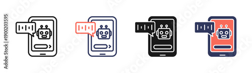 Chatbot Support Icon Set Multiple Style Collection