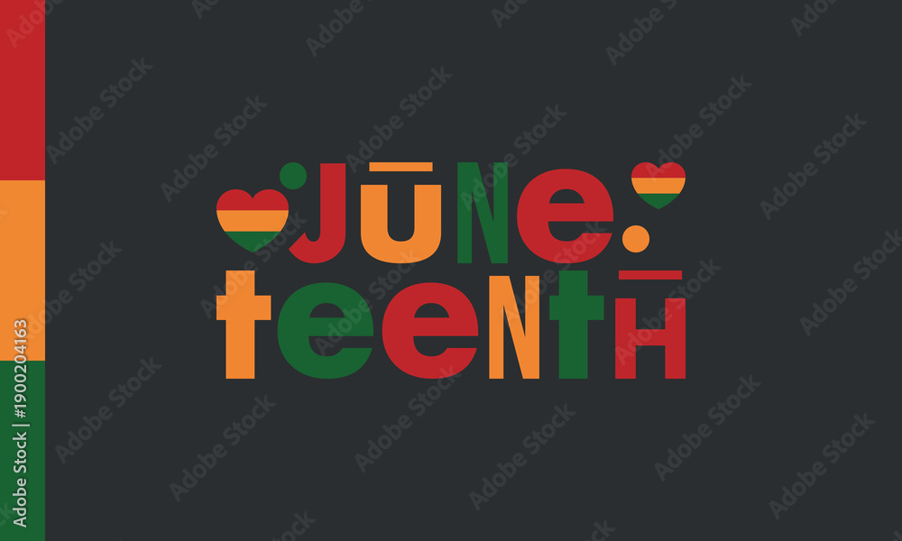 Obraz premium Juneteenth Independence Day. Freedom or Emancipation day. Annual american holiday, celebrated in June 19. African-American history and heritage. Poster, greeting card, banner and background. Vector