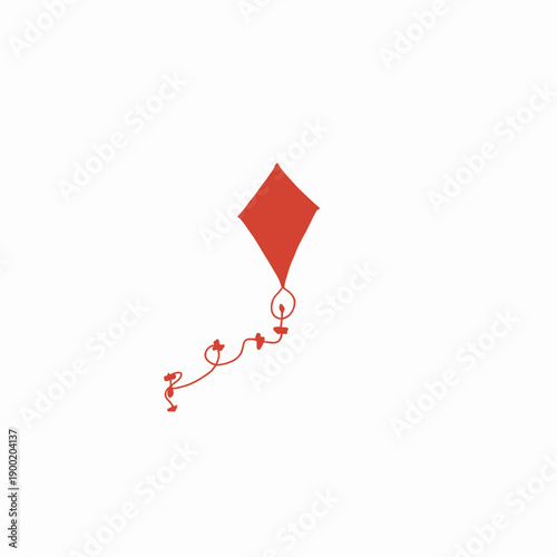 Vibrant Red Kite with Streamers Soaring in Clear Skies, Capturing the Essence of Playful Summer Days and the Joy of Childlike Wonder in an Open Field