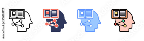 Learning Theories Icon Set Multiple Style Collection