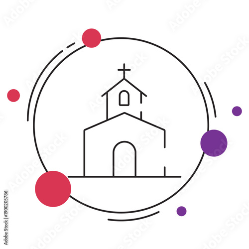 Church icon, Place of Worship, Sacred Christian Sanctuary, House of Prayer, Spiritual Fellowship Center, vector