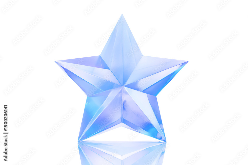 Obraz premium Faceted Blue Glass Star with Reflection