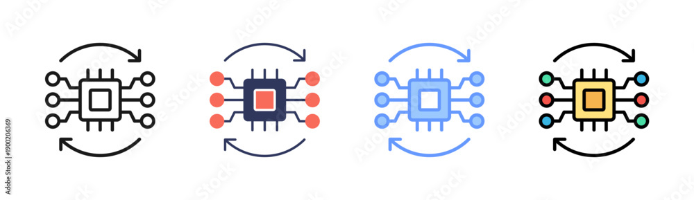 Obraz premium Algorithms Icon Set Multiple Style Collection