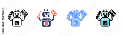 Educational Robotics Icon Set Multiple Style Collection