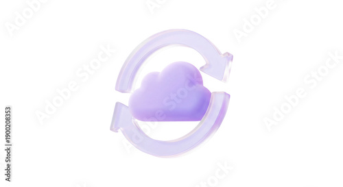 3D Frosted Glass Cloud Icon with Floating Settings and Game Controller Symbols for Cloud Gaming and Computing