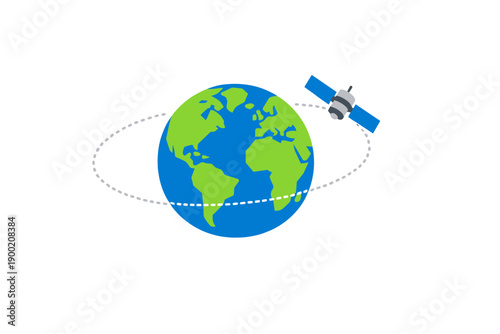 Earth and satellite in orbit showing the relationship of space technology and planet