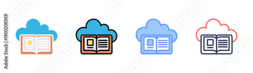 Cloud Learning Icon Set Multiple Style Collection