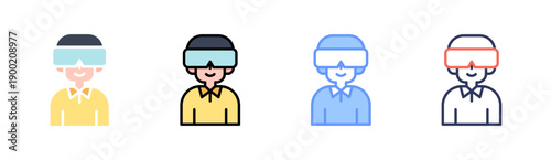 Virtual Reality Icon Set Multiple Style Collection