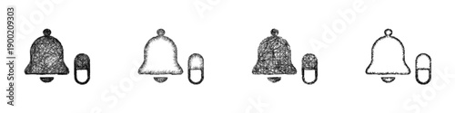 Sketch medicine reminder icon design set