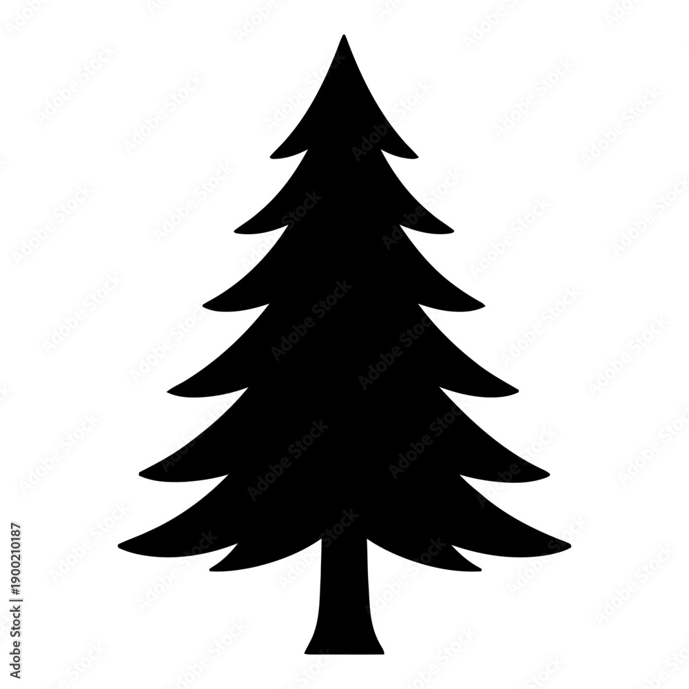 Obraz premium Illustration of black silhouette of a fir tree