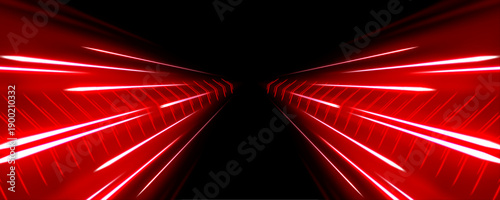 Red neon spirals twist across a dark urban highway. Motion streaks illustrate rapid digital motion. Futuristic vector illustration with glowing energy lines.