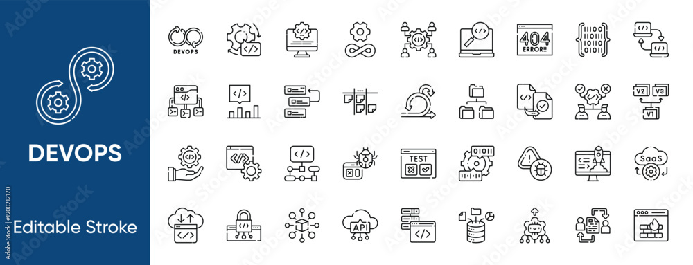 Photos Devops software development workflow life cycle icon set