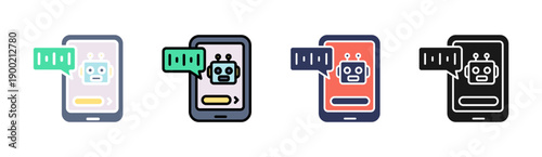Chatbot Support Icon Set Multiple Style Collection