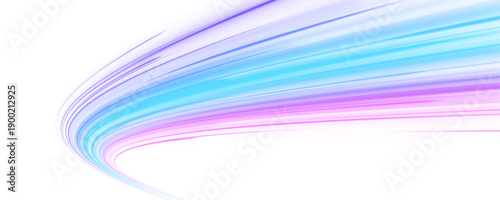 Blue and purple neon streaks weave through dark city highways. Energy flows and light motion convey futuristic speed. Ideal for sci-fi graphic design PNG. 