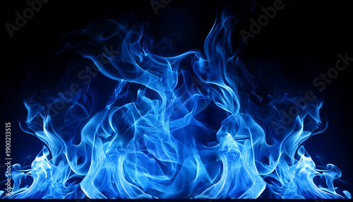Blue Fire On Black Background