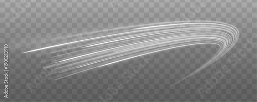 Vector illustration of glowing neon laser curves across dark streets. Light streaks show motion, speed, and energy flow. Suitable for futuristic sci-fi and hi-tech design.