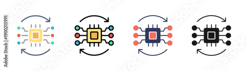 Algorithms Icon Set Multiple Style Collection