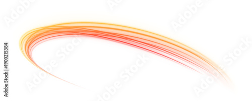 Red and orange luminous speed lines create curved motion paths on transparent PNG. Bright rays give depth and dynamic futuristic perspective. Ideal for tech, motion, and digital designs.