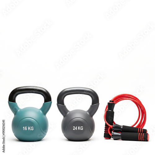 Kettlebells and jump rope for effective home workout routine
