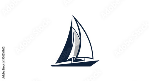 Stylized Blue and White Sailboat Logo on Isolated White Background