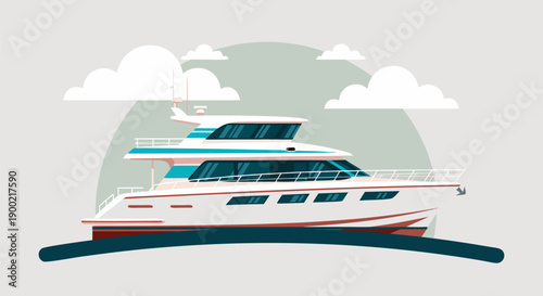 Luxury Yacht illustration vector for maritime travel and leisure activities