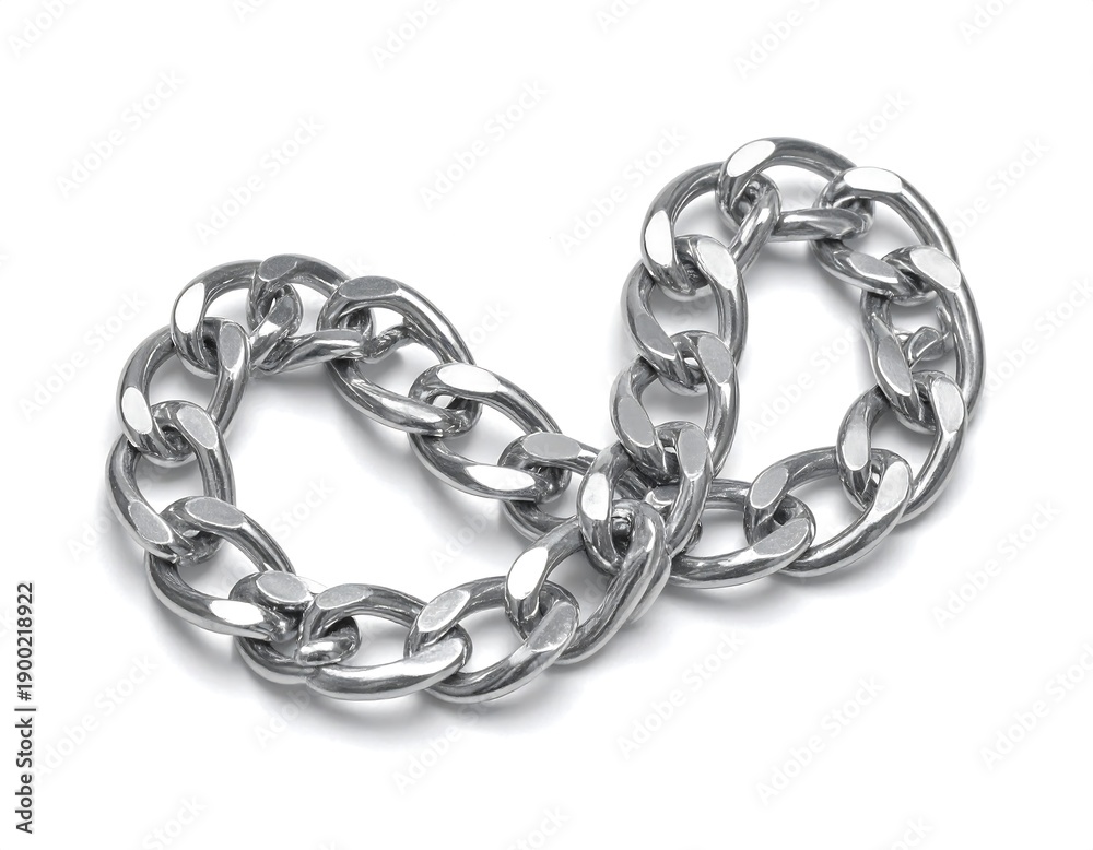Fototapeta premium Silver Chain Links on White Background.