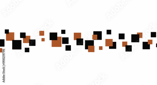Abstract minimalist squares vector illustration. Monochromatic geometric scattered shapes design. Modern flat style black and brown block pattern isolated on white background