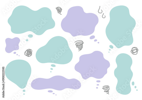 やさしい配色のもやもや吹き出しセット　くすみカラー
