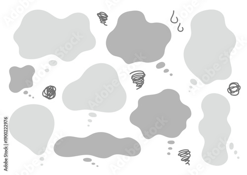 落ち着いた印象のもやもや吹き出しセット　グレートーン