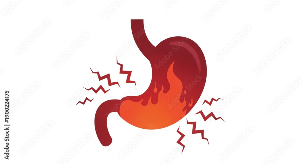 Fototapeta premium Black and white medical vector icons showing stomach pain inflammation infection examination calendar digestion balance and abdominal discomfort 