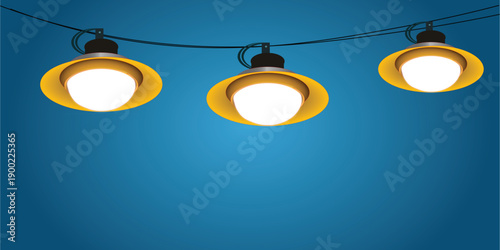 Vector Illustration of Hanging Yellow String Lights Garland
