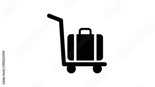 Vector illustration of luggage cart with suitcase icon, travel baggage transport symbol on transparent background