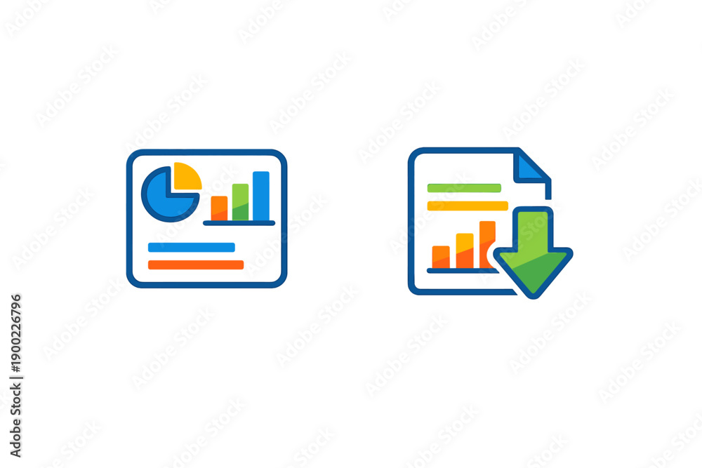 Fototapeta premium Charts and graphs show data trends and downloads indicating growth in a business presentation setting