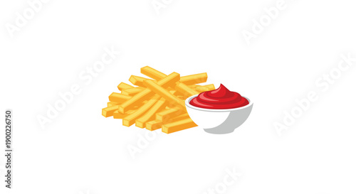 Delicious pile of golden crispy french fries served with a side bowl of vibrant red ketchup for dipping