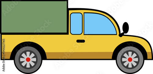 vector illustration of a yellow box car on a white background