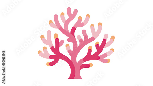A stylized coral reef with various shades of pink and orange on a white background