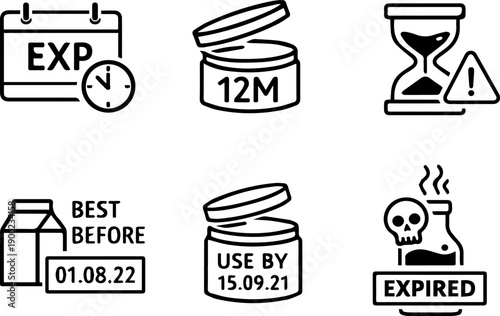 Product Expiration Warning Vector Line Icon
