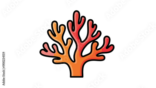 A cartoon depiction of coral, orange and red, with black outlines, isolated on a white backdrop