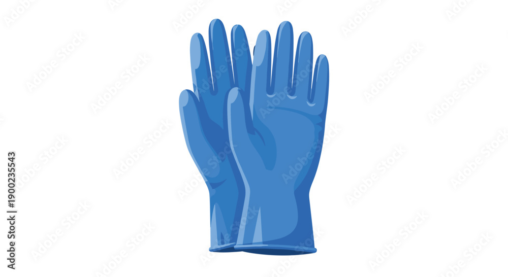 Obraz premium Pair of clean blue rubber gloves, symbolizing protection, safety, and hygiene for various tasks.