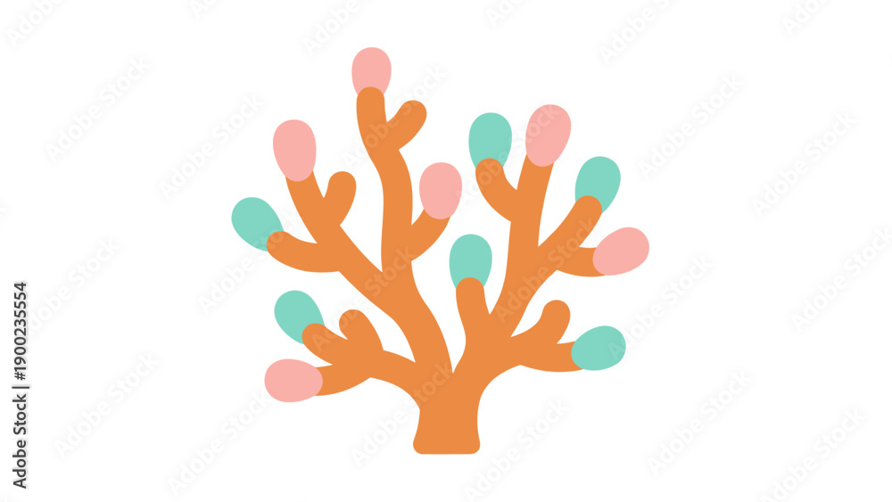 Obraz premium Stylized, abstract coral illustration featuring branches and colorful rounded shapes