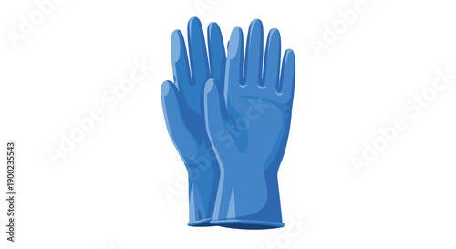 Pair of clean blue rubber gloves, symbolizing protection, safety, and hygiene for various tasks.