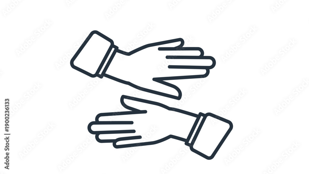 Fototapeta premium Linear graphic of two hands, palms down. They are angled with the forearms connected
