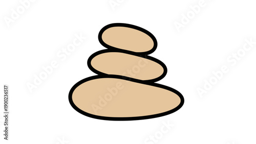 A stack of three rounded beige shapes with thick black outlines, centered on white