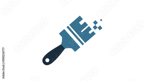 A stylized paintbrush logo, transitioning from solid to pixelated at the brush end
