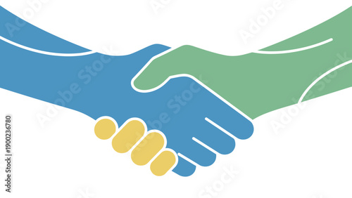 Abstract illustration of two hands shaking, depicting agreement and teamwork