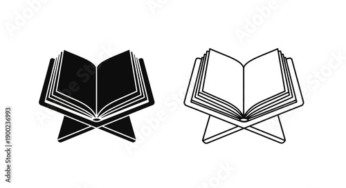Holy Quran Book on Stand Vector Icon for Islamic Religious Education